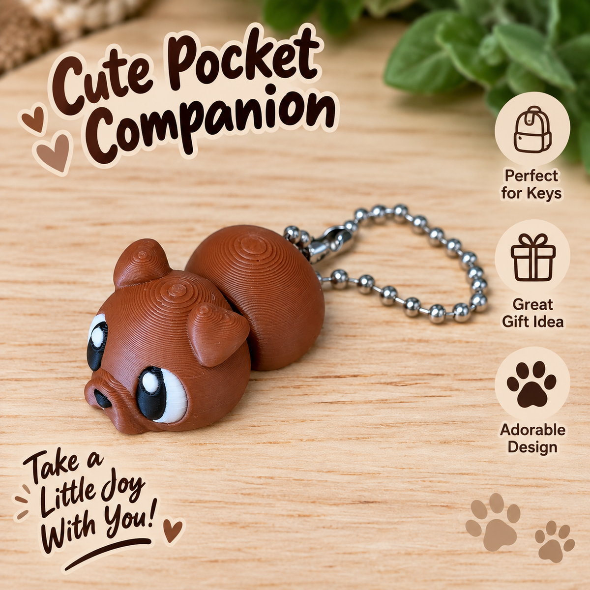 Cute 3D-Printed Dog Keychain
